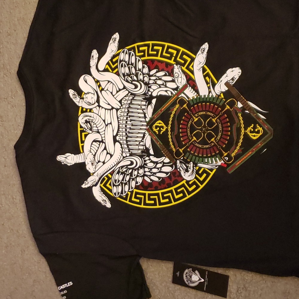Crooks & Castle Horsebit Medusa Black T Shirt Unisex